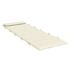 Cream Oxford fabric sun lounger cushion with non-slip straps, 70.9x23.6x1.6 inches.