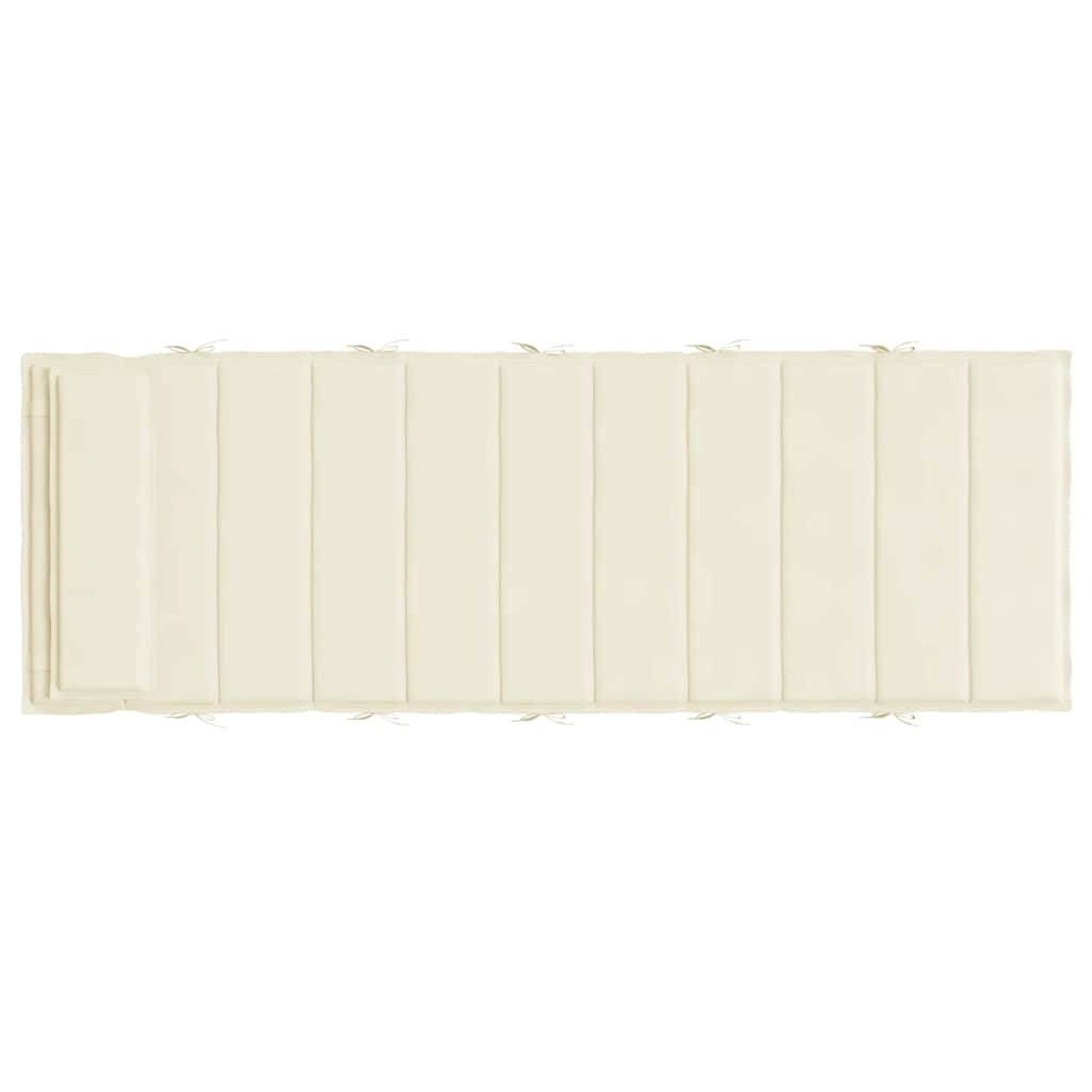 Cream Oxford fabric sun lounger cushion with straps, 70.9x23.6x1.6 inches size.