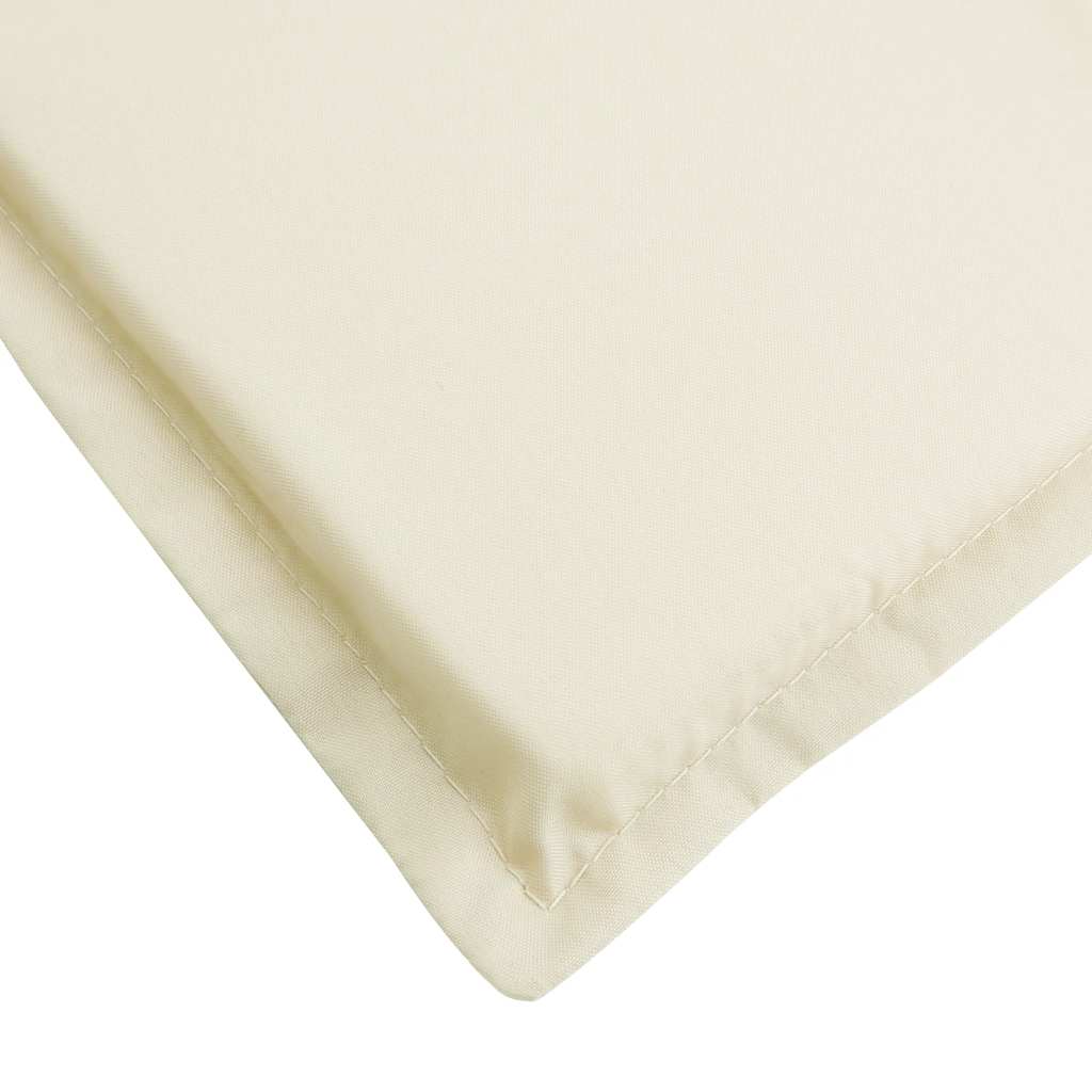 Cream Oxford fabric sun lounger cushion with stitched edges and smooth texture.