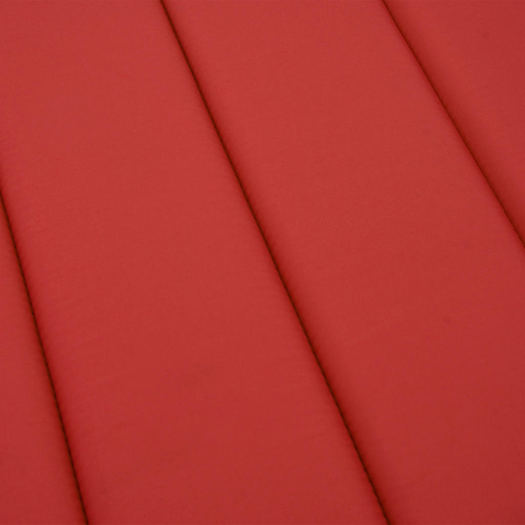 Red Oxford fabric sun lounger cushion with elastic straps, 70.9 inches long and water-resistant.