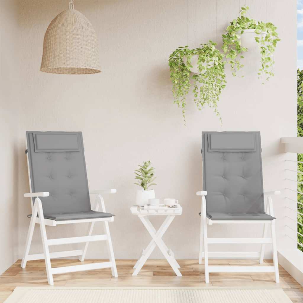 Highback Chair Cushion Set of 2 Grey Oxford fabric (100% polyester)