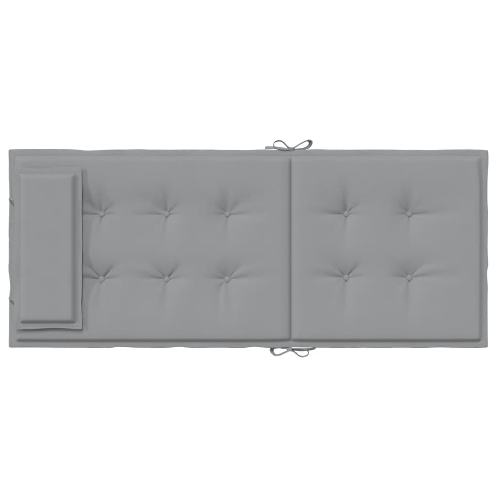 Gray Oxford fabric highback chair cushions with ties and headrest, 6-pack.