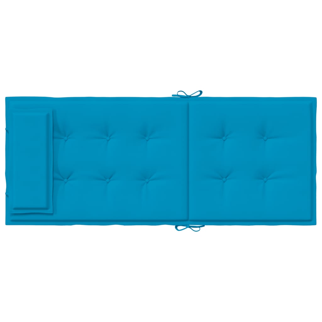 Four light blue Oxford fabric cushions for highback chairs, featuring plush tufted design and ties.