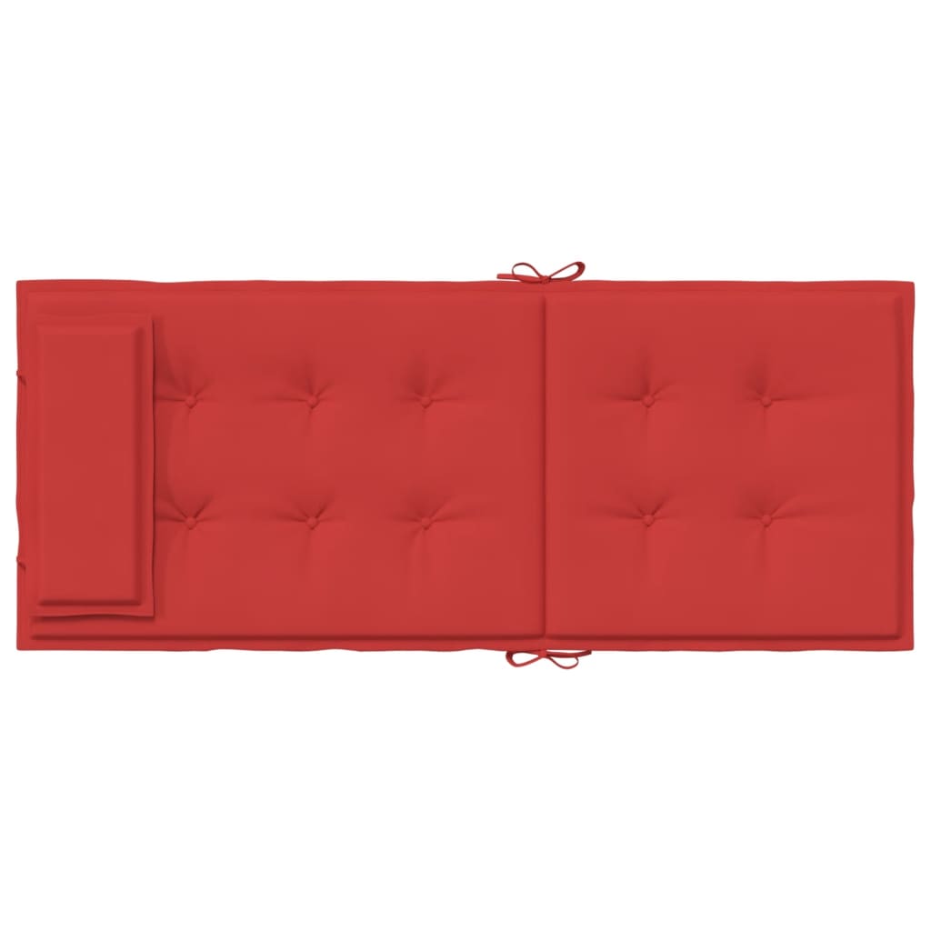 Two red Oxford fabric cushions for highback chairs, with ties and straps, in a 2-pack.