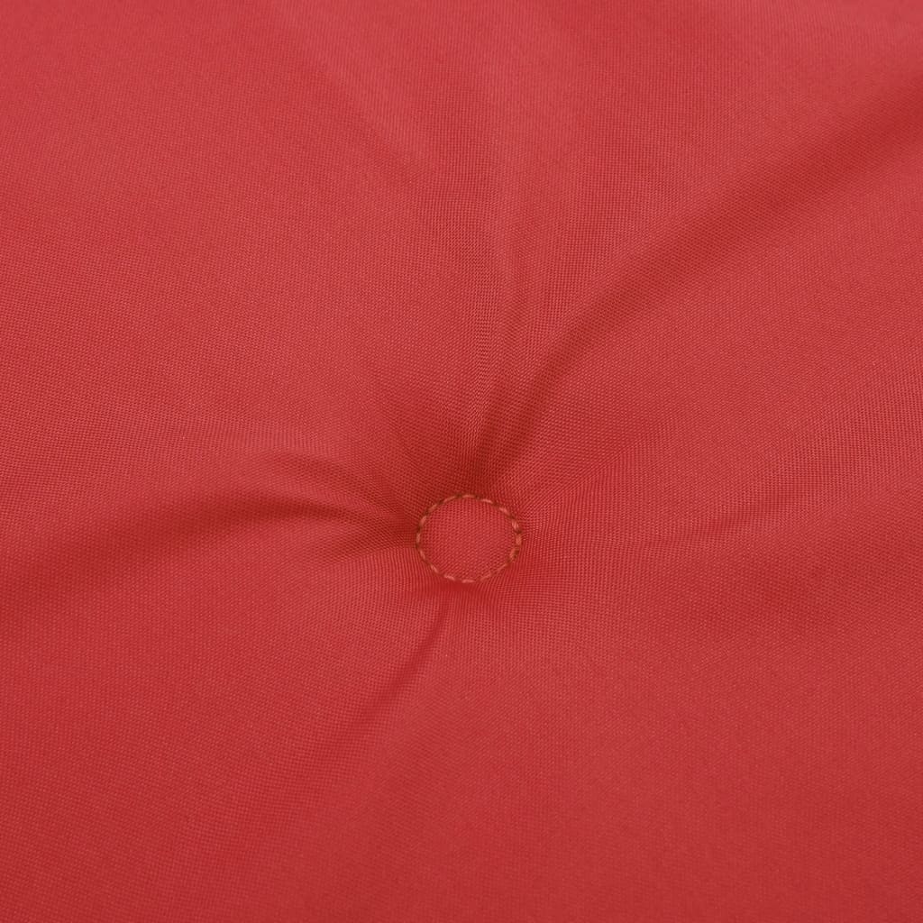 Two red Oxford fabric cushions for highback chairs, featuring ties and a central button.