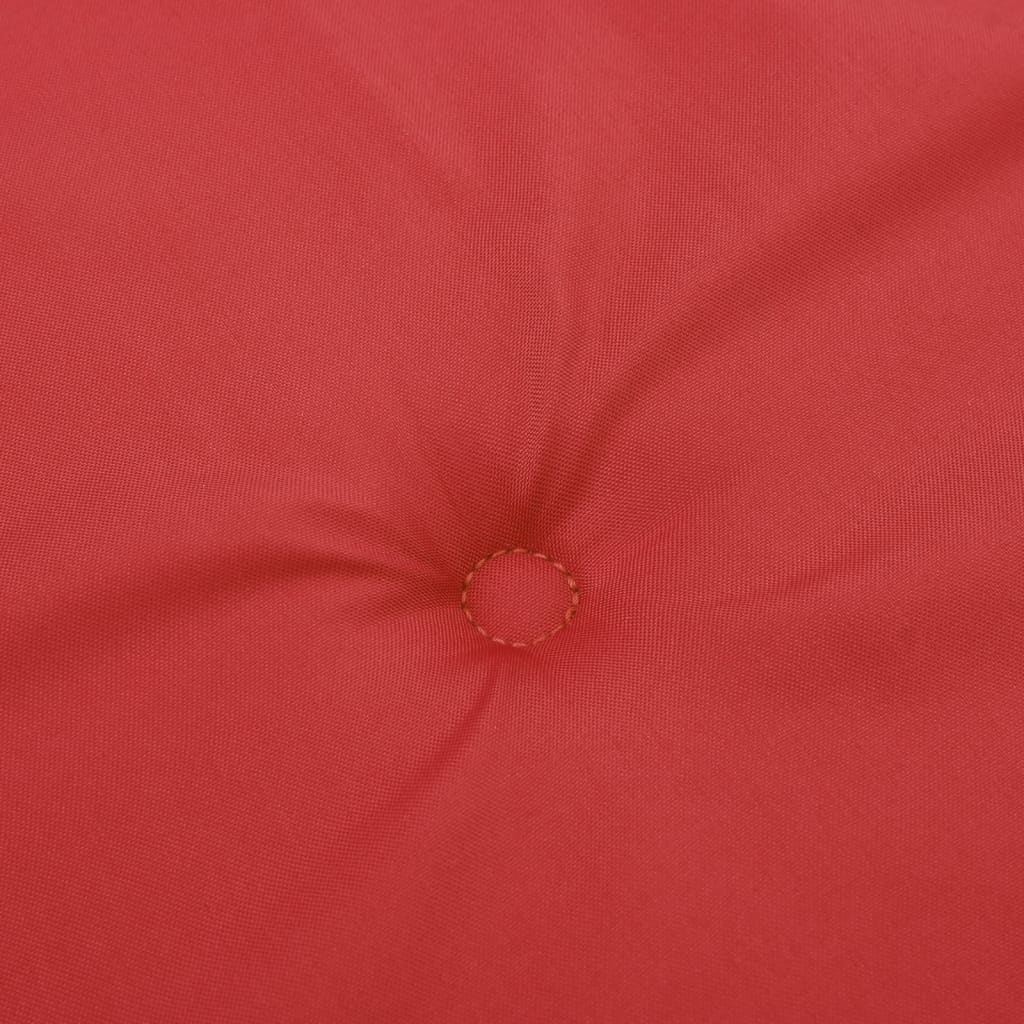 Four red Oxford fabric cushions for highback chairs, featuring tufted centers and ties.