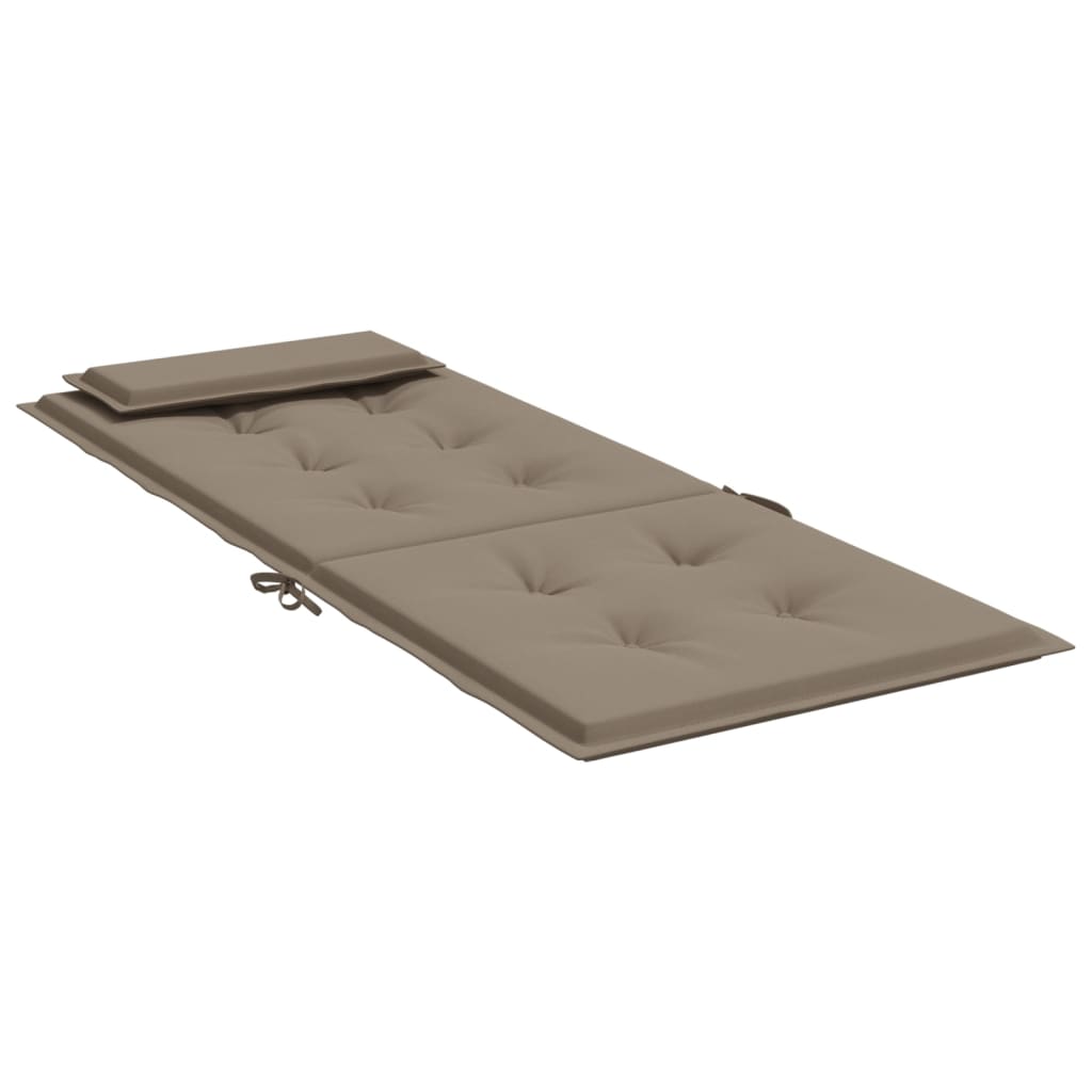 Taupe Oxford fabric highback chair cushions, 4-pack, with straps.