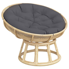 Round outdoor cushion in anthracite Oxford fabric, 39.4 inches in diameter and 4.3 inches thick.