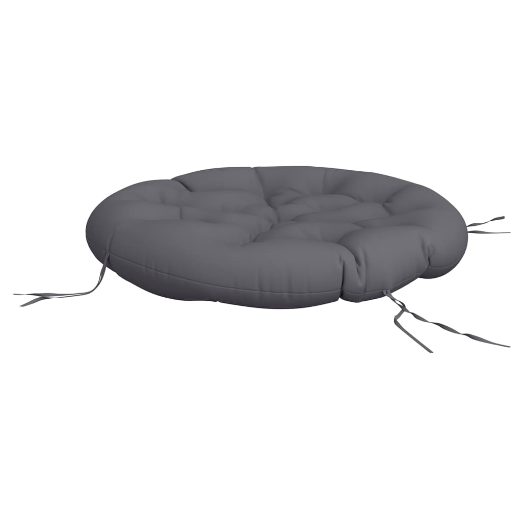 Round outdoor cushion in anthracite oxford fabric, 39.4 inches in diameter, plush and durable.