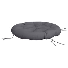 Round outdoor cushion in anthracite oxford fabric, 39.4 inches in diameter, plush and durable.