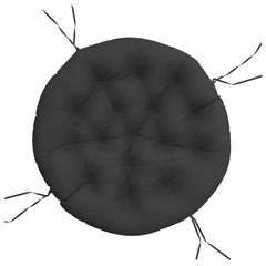 Round outdoor cushion in black Oxford fabric, 39.4 inches in diameter with non-slip ropes.