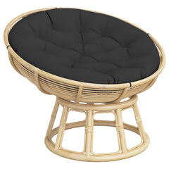 Round outdoor cushion in black Oxford fabric, 39.4 inches in diameter, with non-slip ropes.