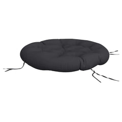 Round outdoor cushion in black Oxford fabric, 39.4 inches in diameter with non-slip ropes.