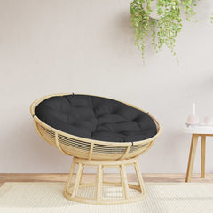Round outdoor cushion in black Oxford fabric, 39.4 inches in diameter, with non-slip ropes.