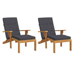 Gray deck chair cushions in a 2-pack, made of durable, water-resistant Oxford fabric.