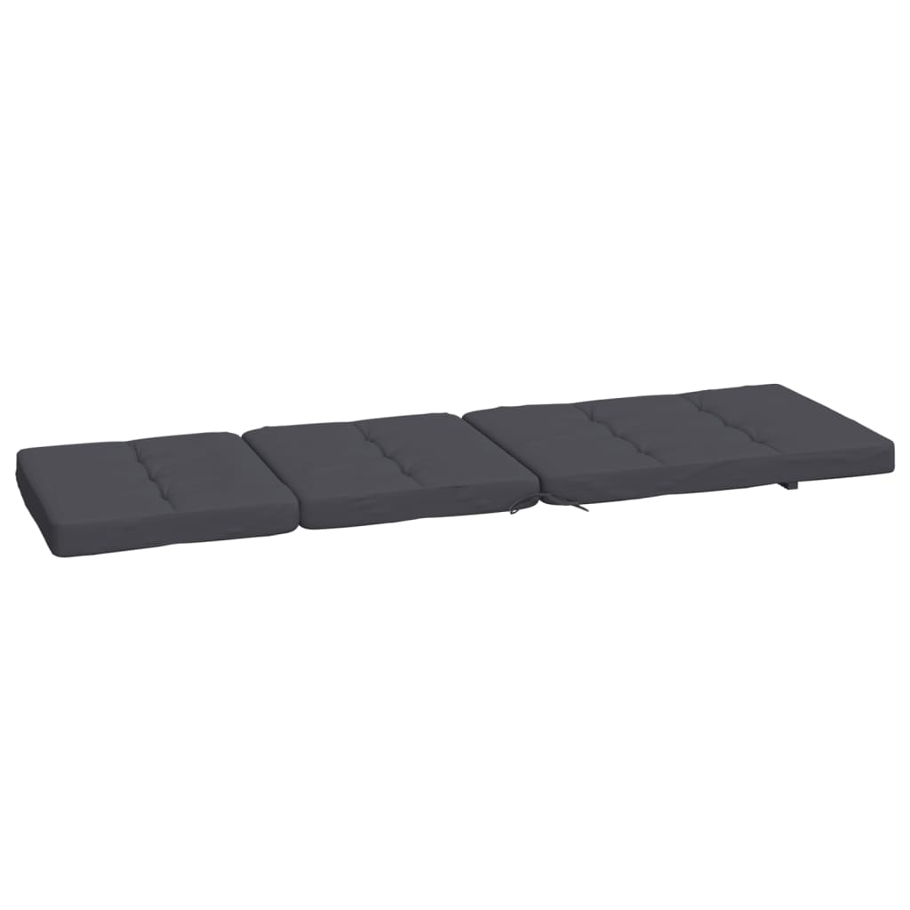 Two anthracite cushions for deck chairs made of durable, water-resistant polyester fabric.