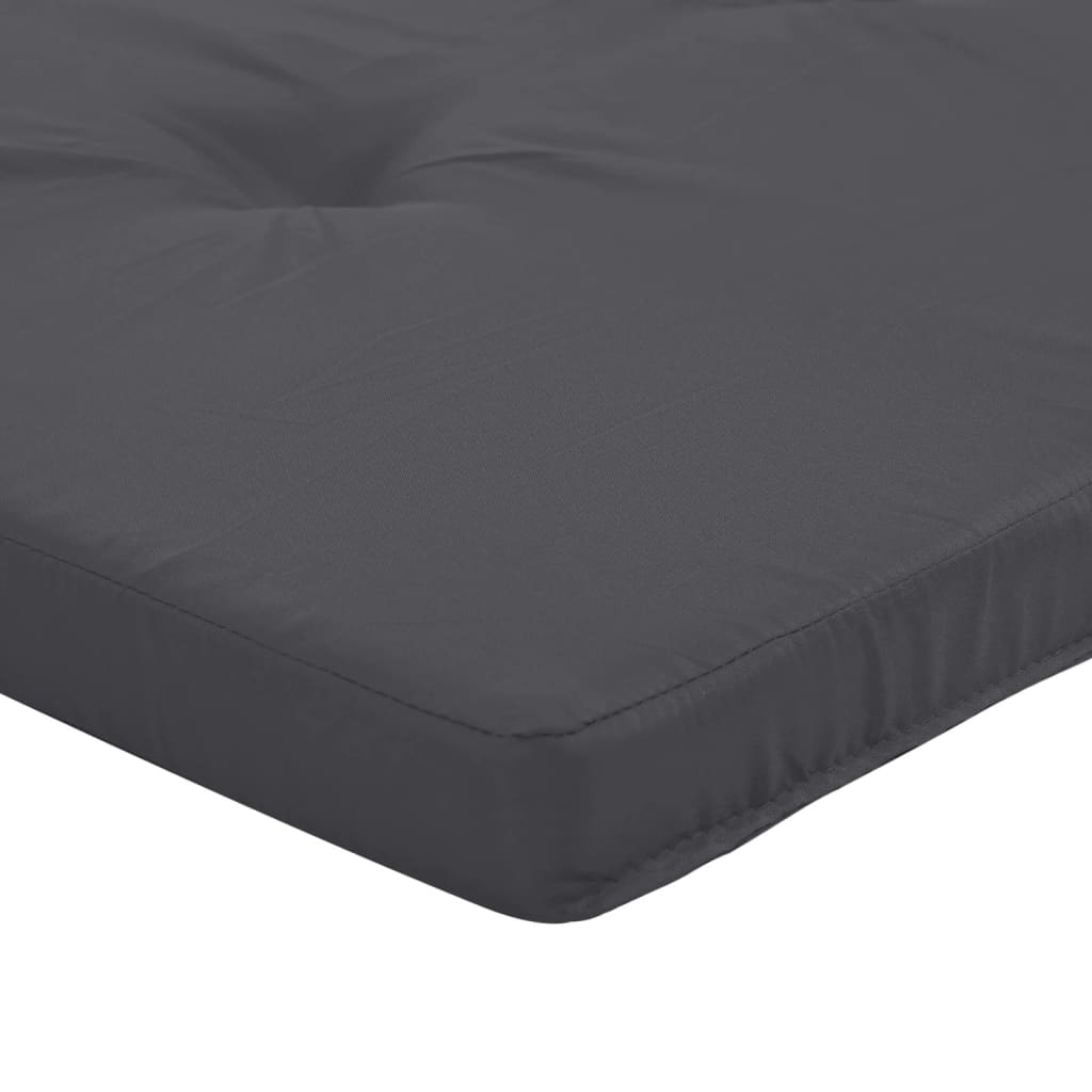 Two anthracite deck chair cushions made of durable, water-resistant fabric with non-slip straps.
