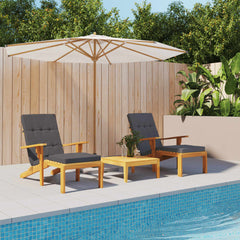 Two anthracite cushions made of durable Oxford fabric for deck chairs, featuring non-slip straps.