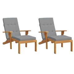 Gray Oxford fabric deck chair cushions in a 2-pack, water-resistant with non-slip features.