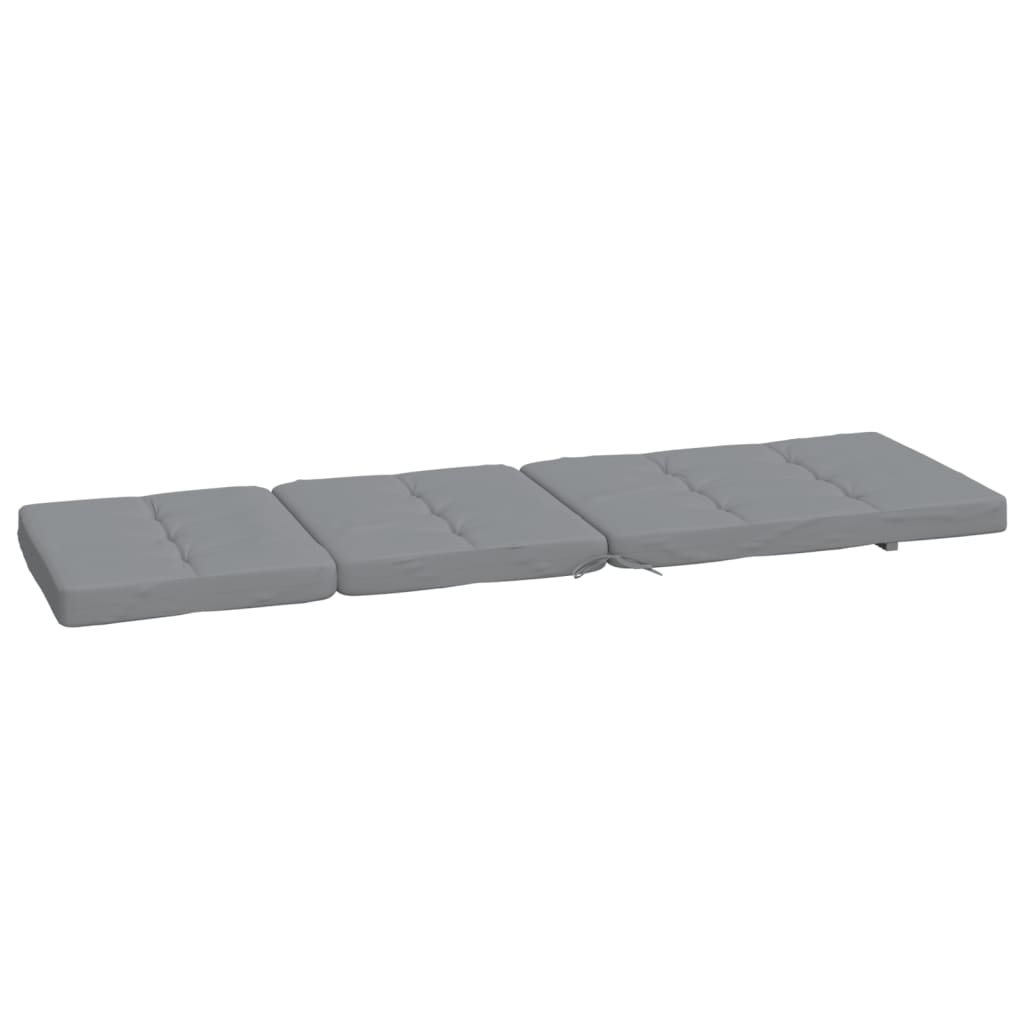 Gray Oxford fabric deck chair cushions in a 2-pack, water-resistant with non-slip straps.