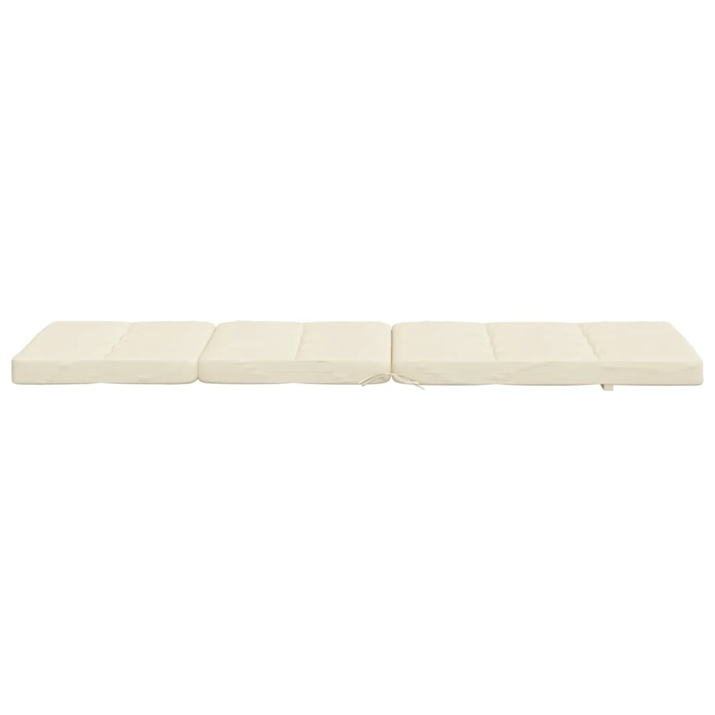 Cream Oxford fabric deck chair cushions with water-repellent finish and non-slip straps.