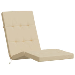 Beige Oxford fabric deck chair cushions, 2-pack, with tufted design and straps.