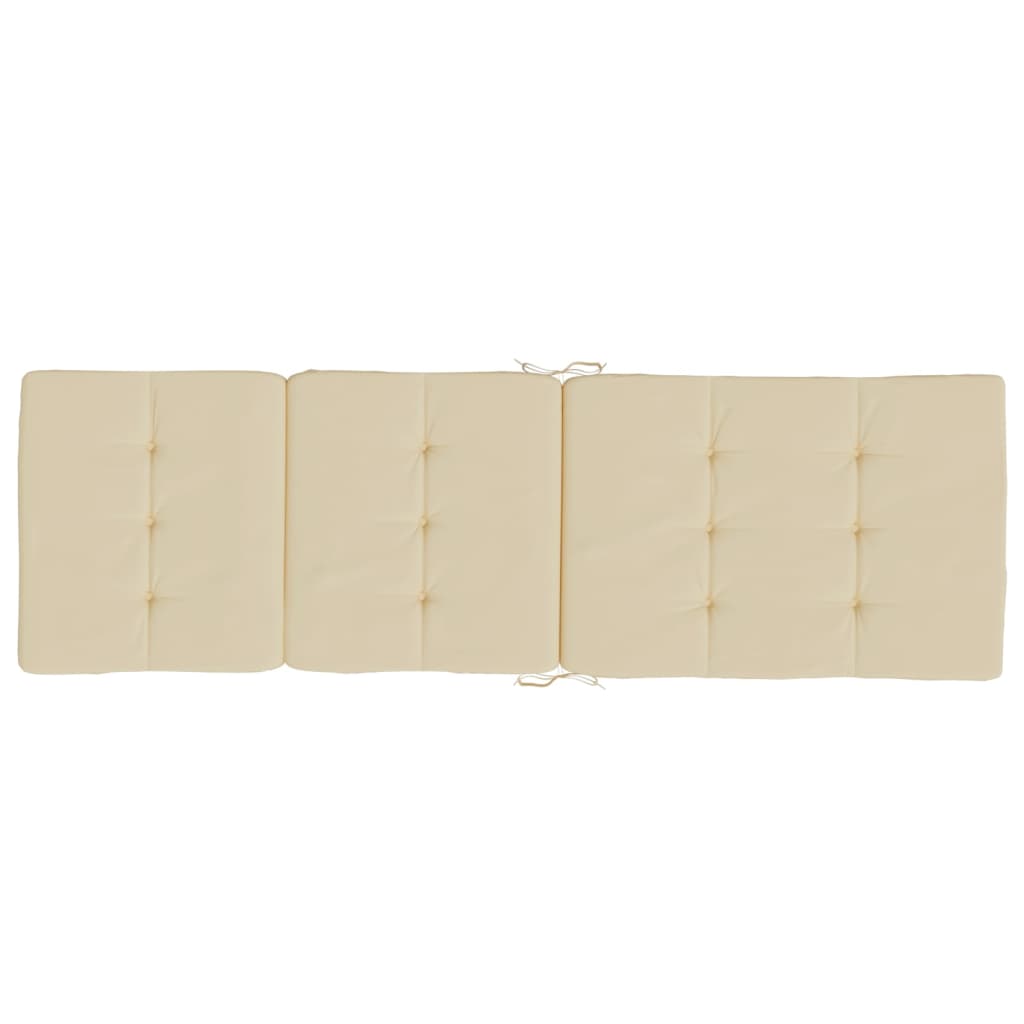 Beige Oxford fabric deck chair cushions, 2-pack, with tufted design and ties.