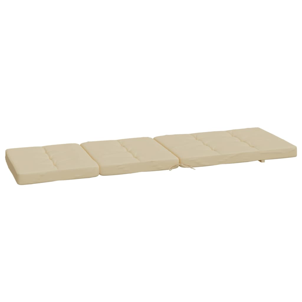 Two beige Oxford fabric deck chair cushions with tufted design and non-slip straps