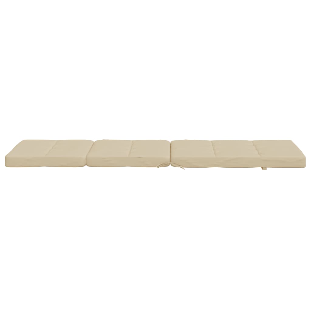 Two beige Oxford fabric deck chair cushions with non-slip straps, shown unfolded.