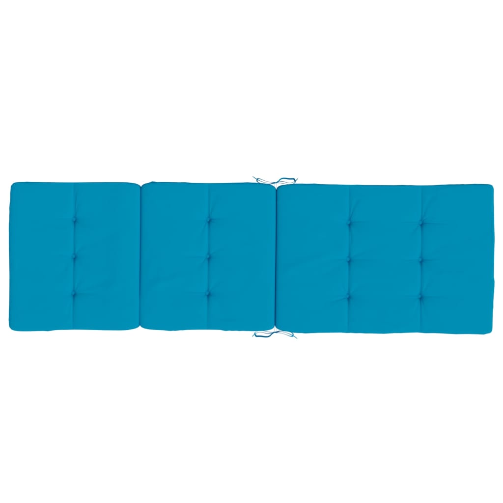 Light blue Oxford fabric deck chair cushions, 2-pack, with tufted sections and ties.