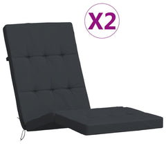 Black Oxford fabric deck chair cushions in a 2-pack, designed for indoor or outdoor use.