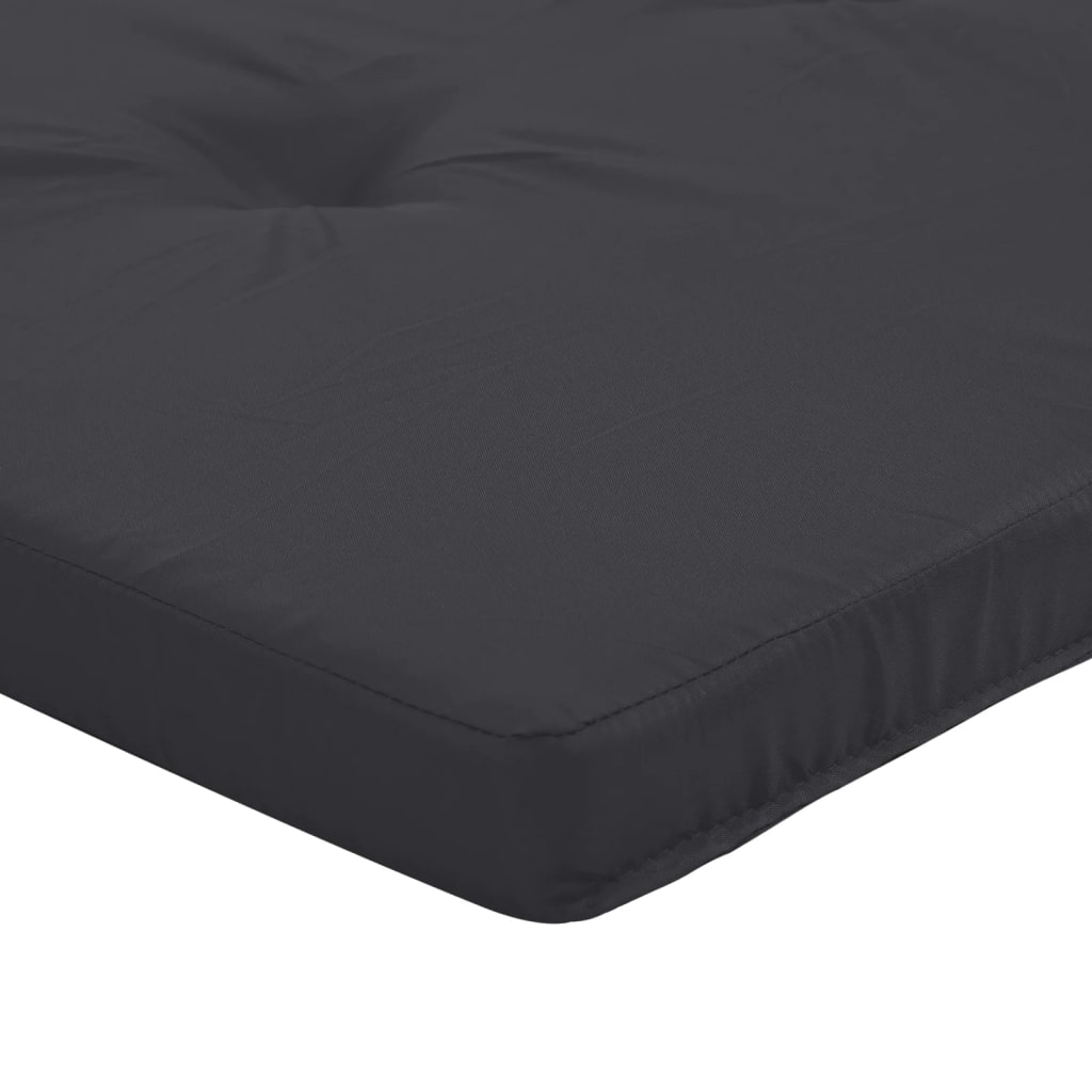 Black Oxford fabric deck chair cushions in a 2-pack, designed for indoor and outdoor use.