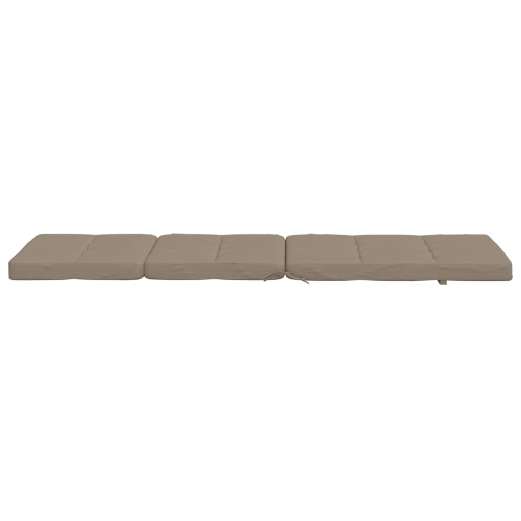 Two taupe Oxford fabric deck chair cushions with foam filling and securing straps.
