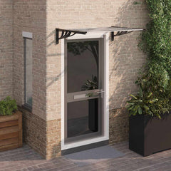 Door Canopy Black and Transparent 48x35.4 Polycarbonate