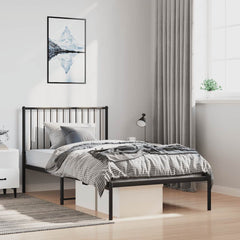 Bed Frame Black Steel 39.4 x 78.7 in Bed Frame Rectangular