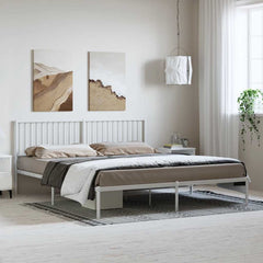 Bed Frame White Powder-Coated Steel Double Bed Frame