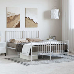 Bed Frame White Powder-coated steel Double Bed Frame