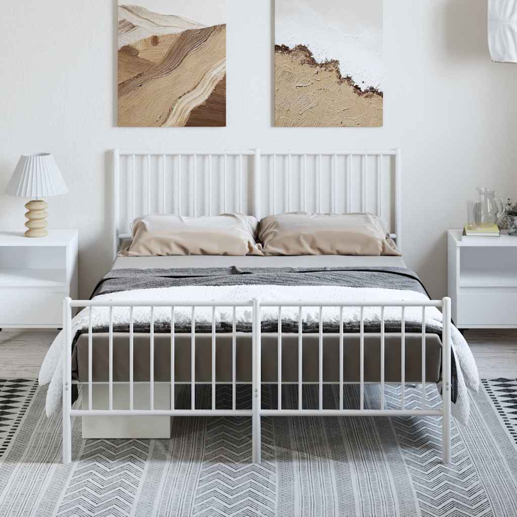 Bed Frame White Powder-coated steel Double Bed Frame