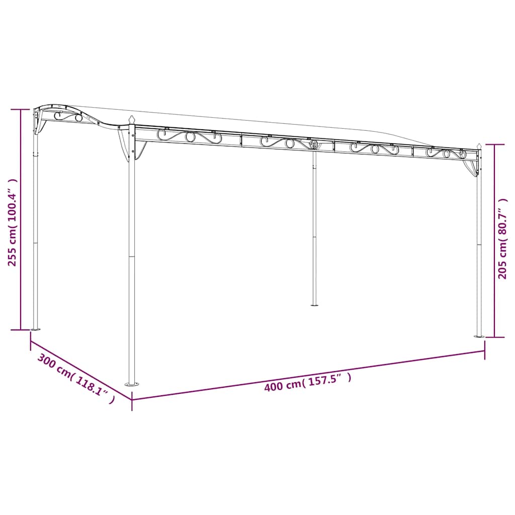 Canopy Anthracite 13.1'x9.8' 0.6 oz/ft?? Fabric and Steel