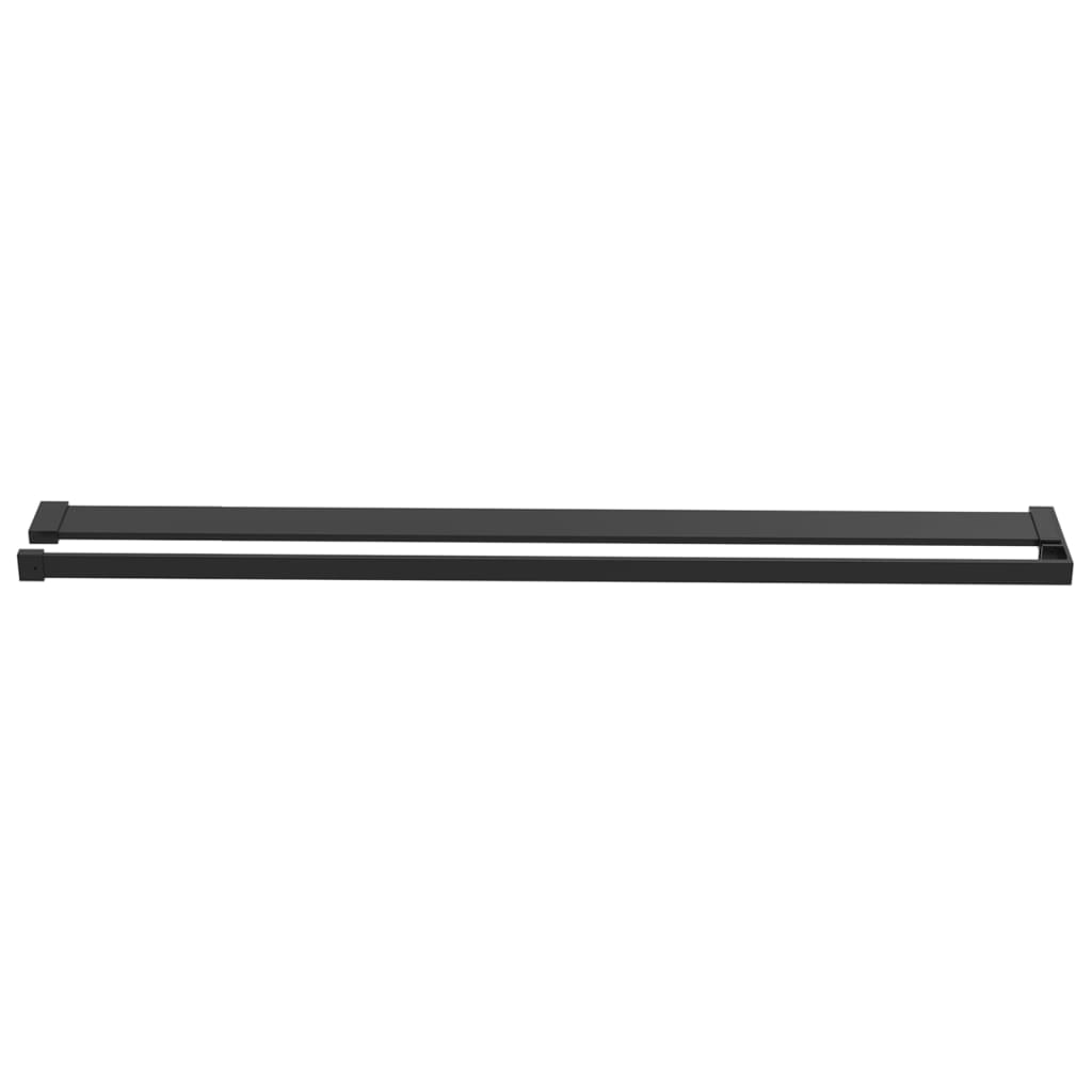 Black aluminum shower shelf with 46.5-inch rail for walk-in shower walls.