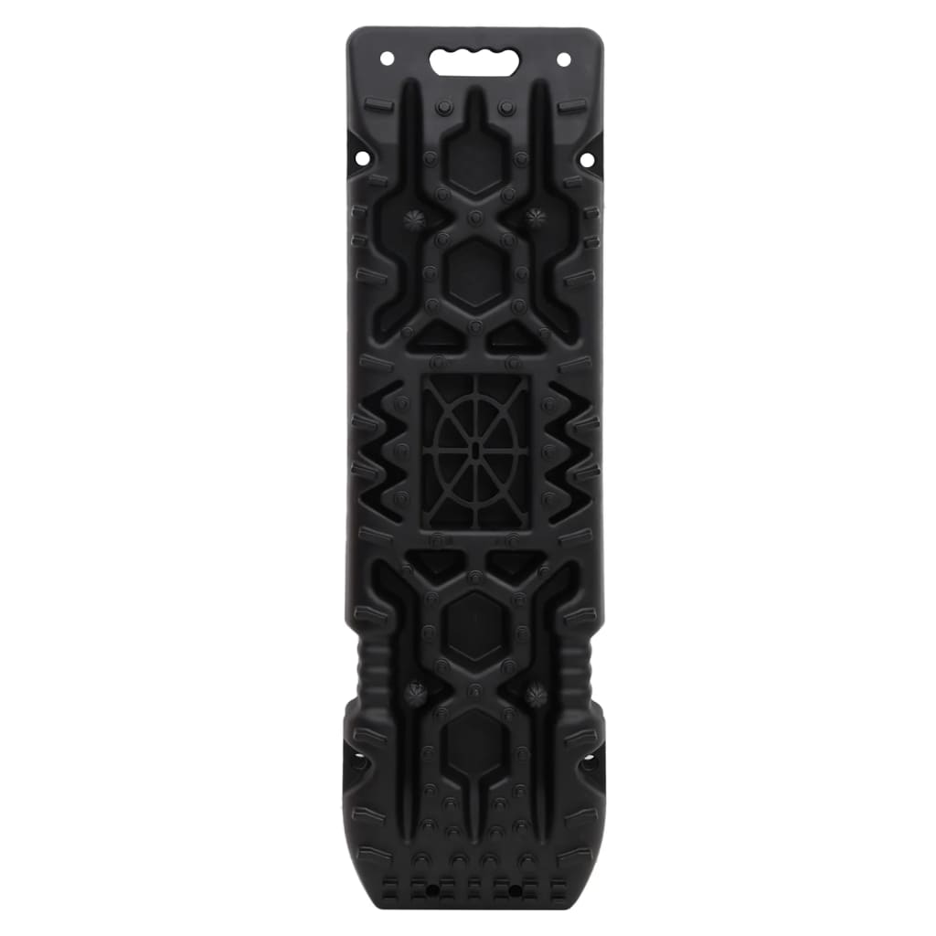 Black nylon traction boards, 42.1x12.2x2.8 inches, 2-pack with textured grip patterns and handles.