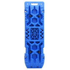 Blue nylon traction boards, 42.1x12.2x2.8in, 2-pack with handles and grip patterns.