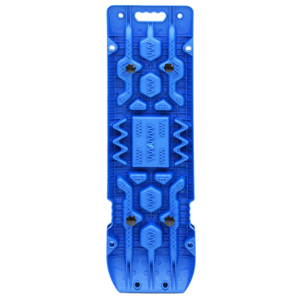 Two blue nylon traction boards with textured grip patterns and handles, measuring 42.1x12.2x2.8 inches.