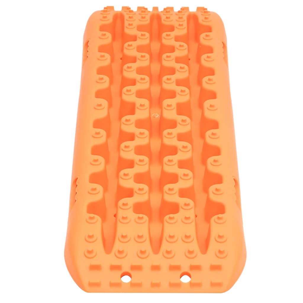 Two orange reinforced nylon traction boards, each 41.7x12x2.8 inches, with angled lugs and handles.