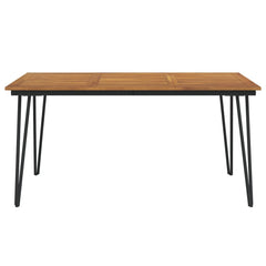 Garden Table Brown, Black Solid acacia wood, powder-coated metal