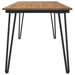 Garden Table Brown, Black Solid acacia wood, powder-coated metal