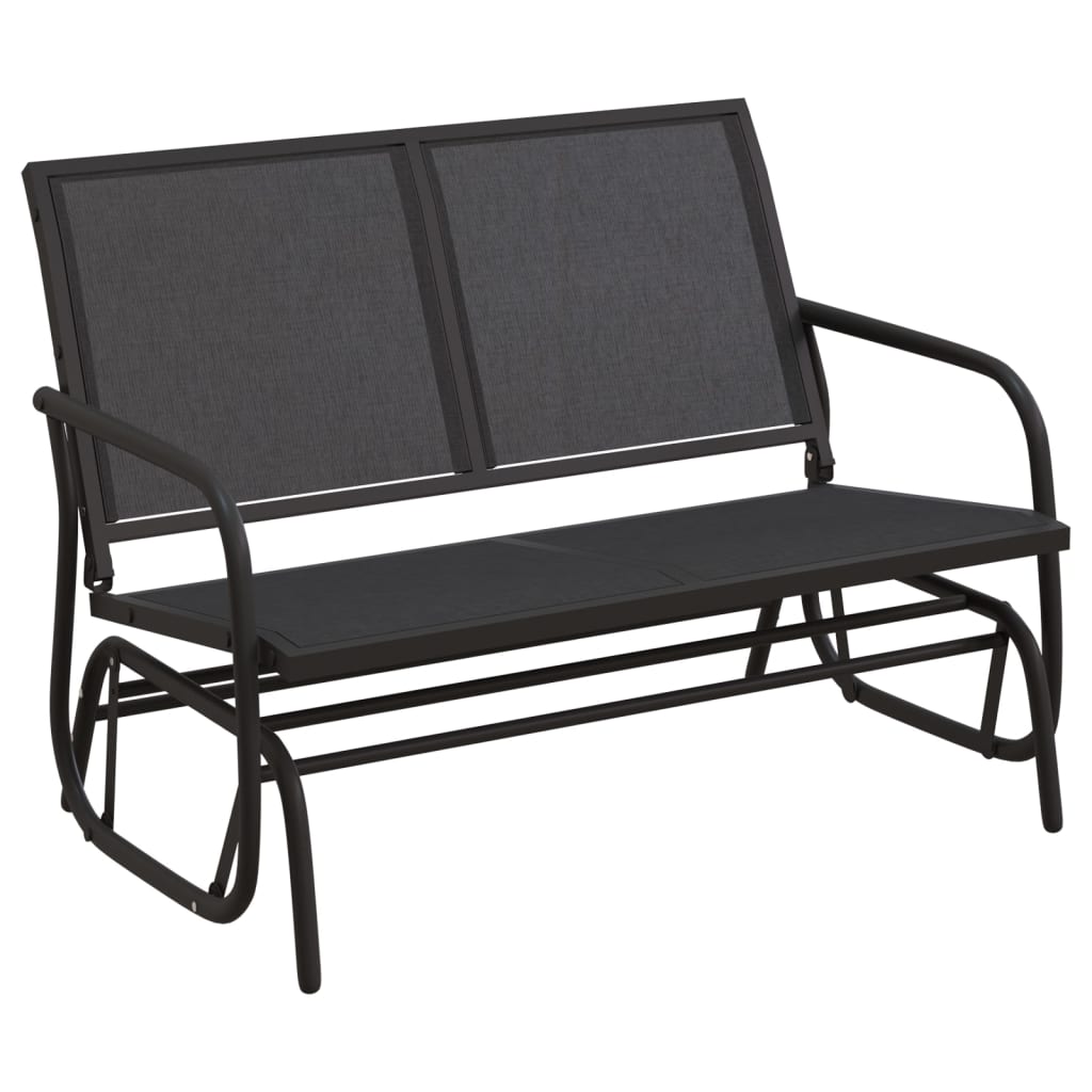 Garden Glider Bench Black 47.4x29.9x34.1 Textilene&Steel