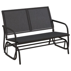 Garden Glider Bench Black 47.4x29.9x34.1 Textilene&Steel