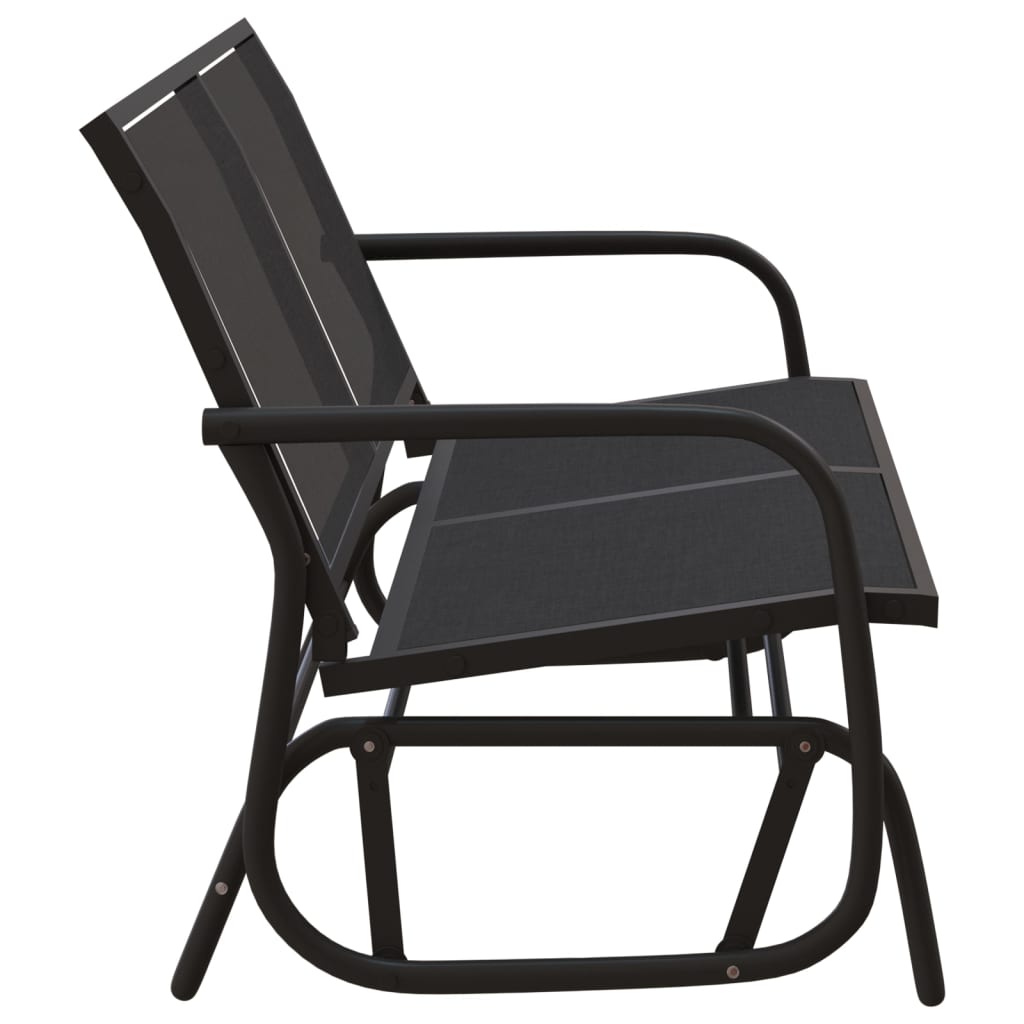 Garden Glider Bench Black 47.4x29.9x34.1 Textilene&Steel