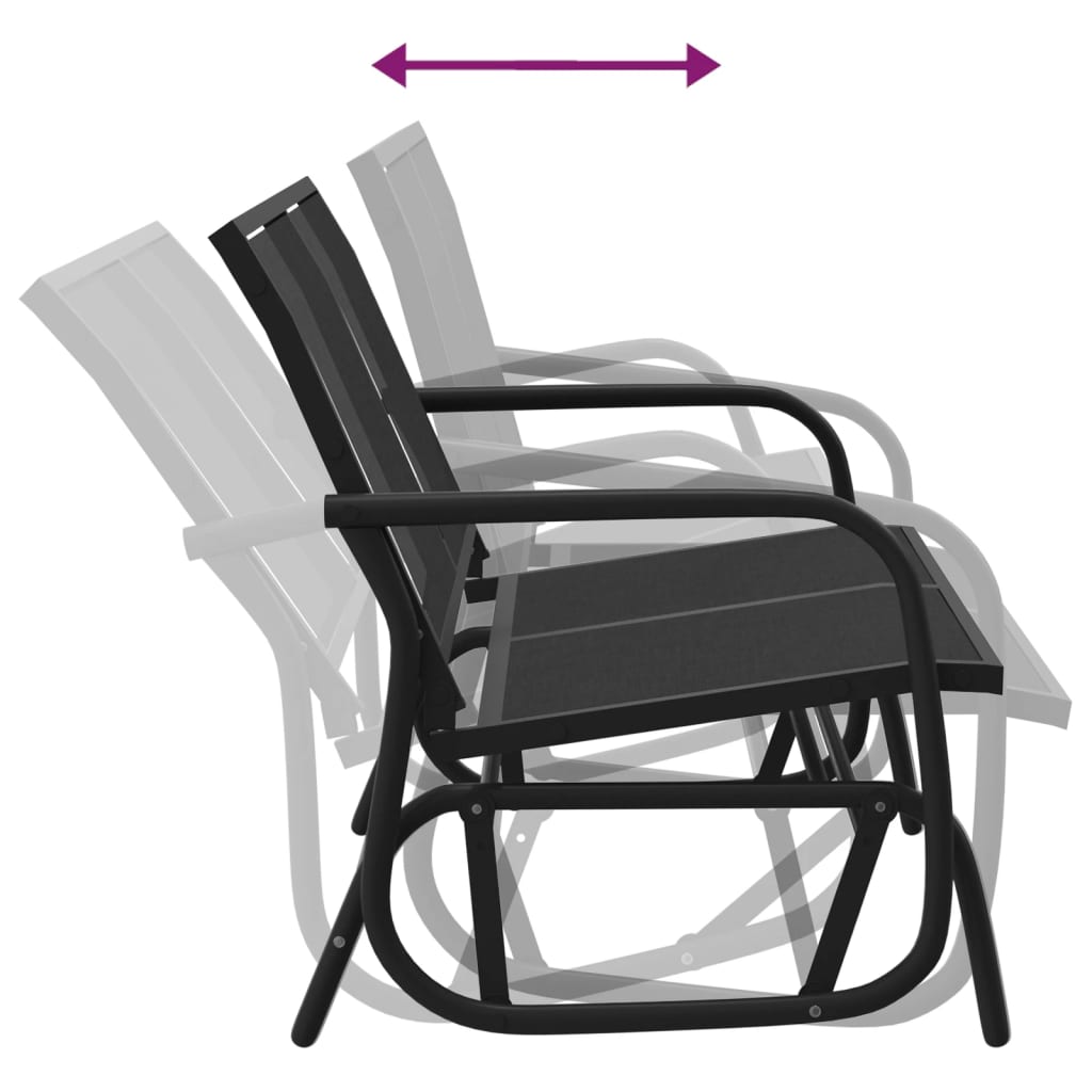 Garden Glider Bench Black 47.4x29.9x34.1 Textilene&Steel